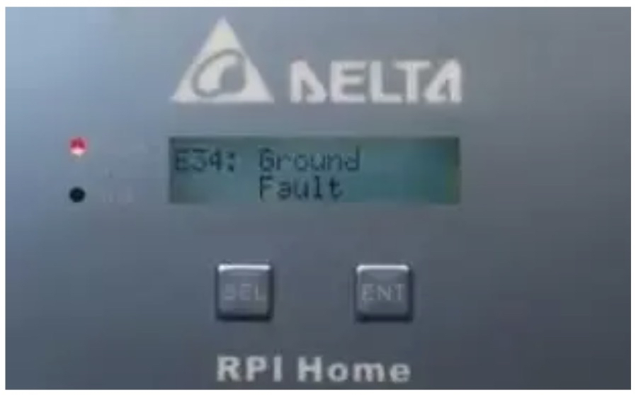 ground fault display on solar inverter